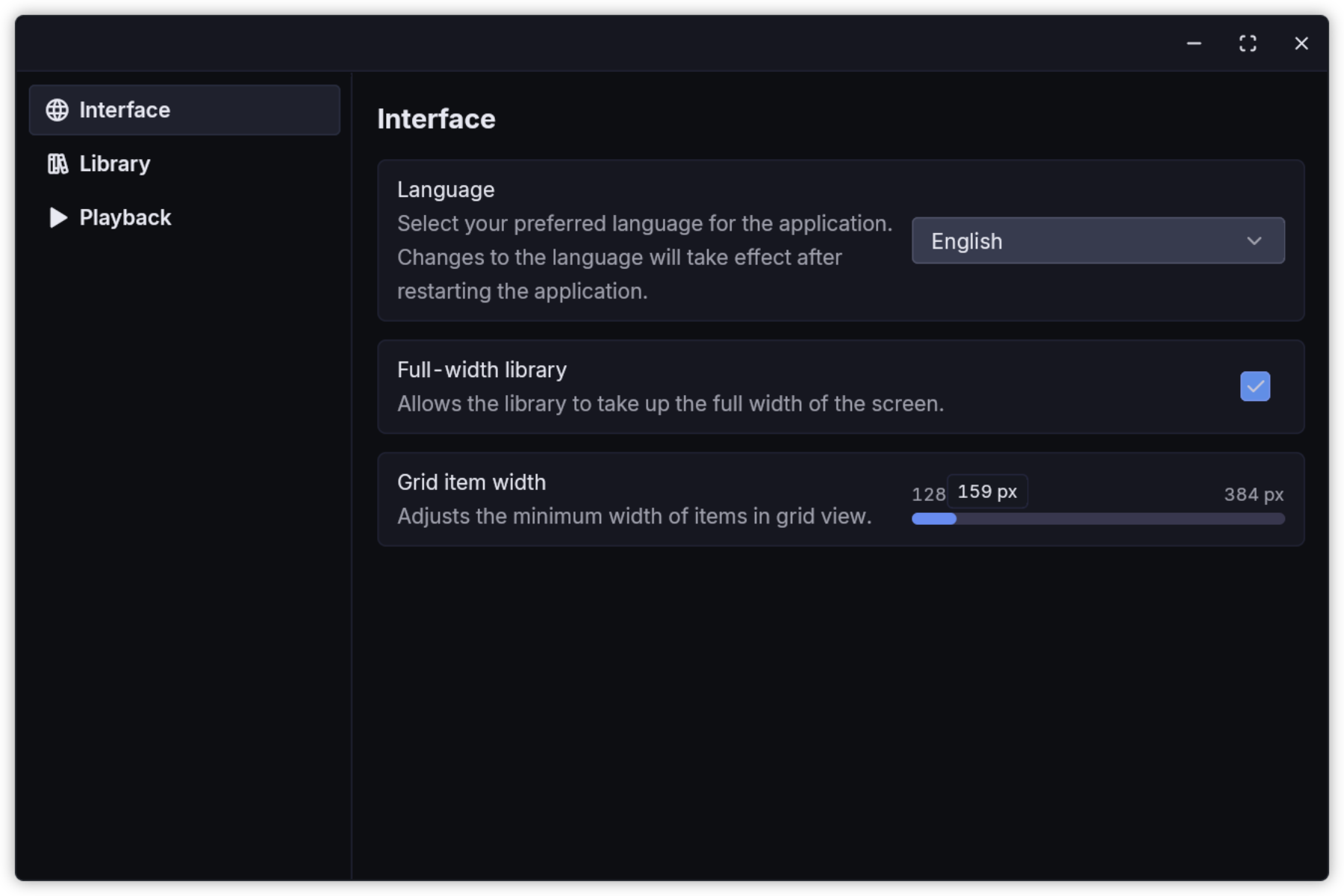 Picture of the new Settings UI